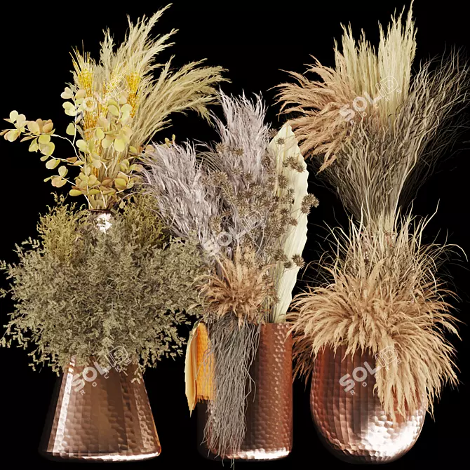 Eternal Blossom Collection: Dried Flower Bouquet 3D model image 1