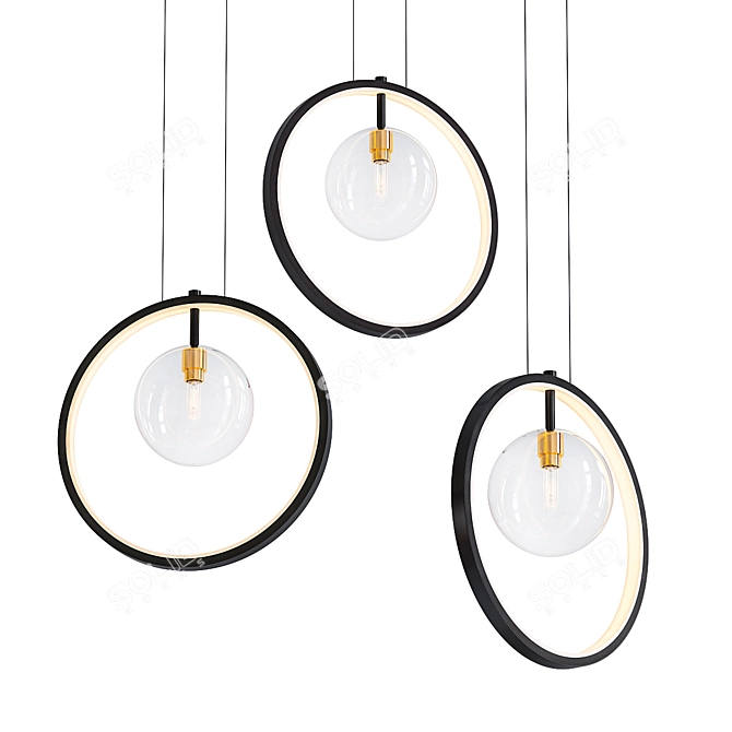 Sleek Glass LED Pendant Light 3D model image 1