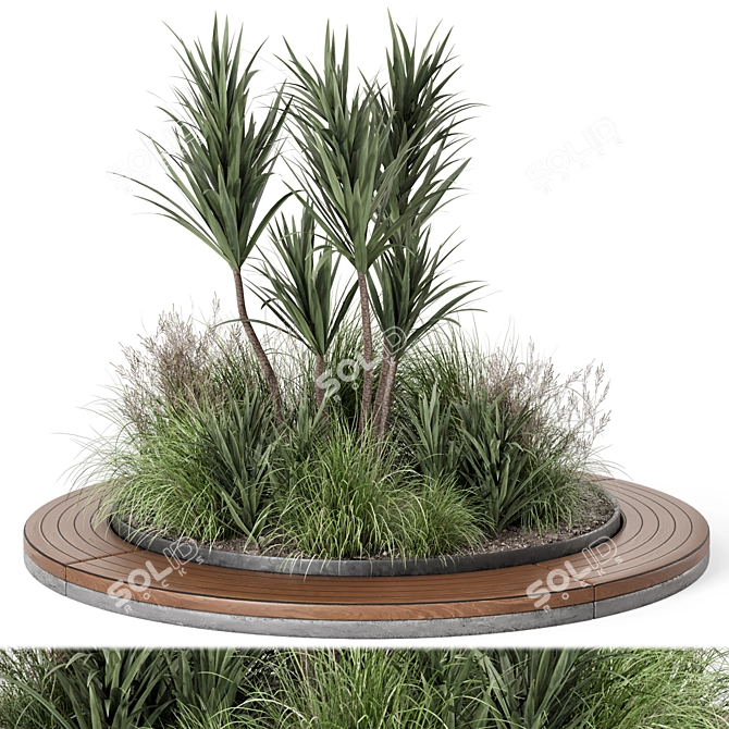 Outdoor Garden Set with Bush and Tree 3D model image 1