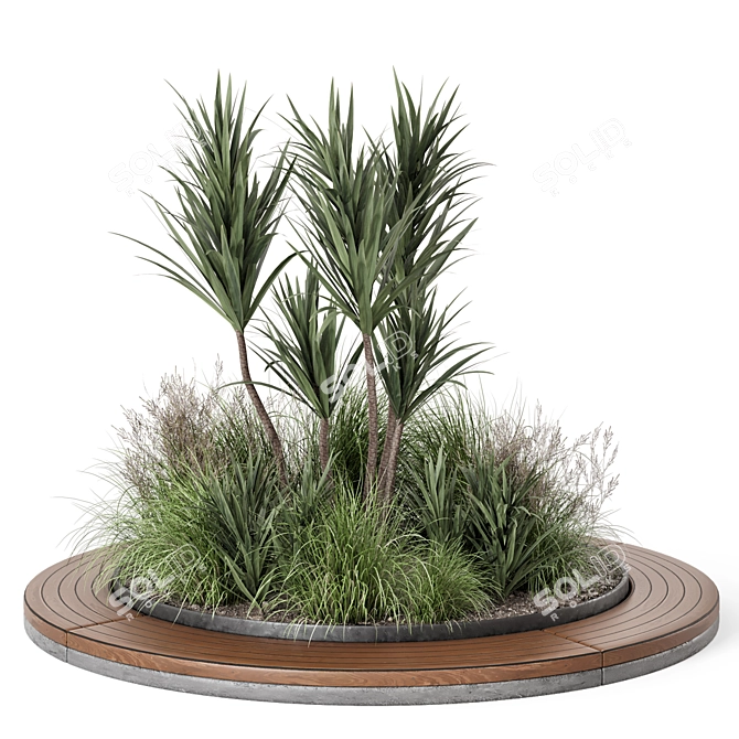 Outdoor Garden Set with Bush and Tree 3D model image 6