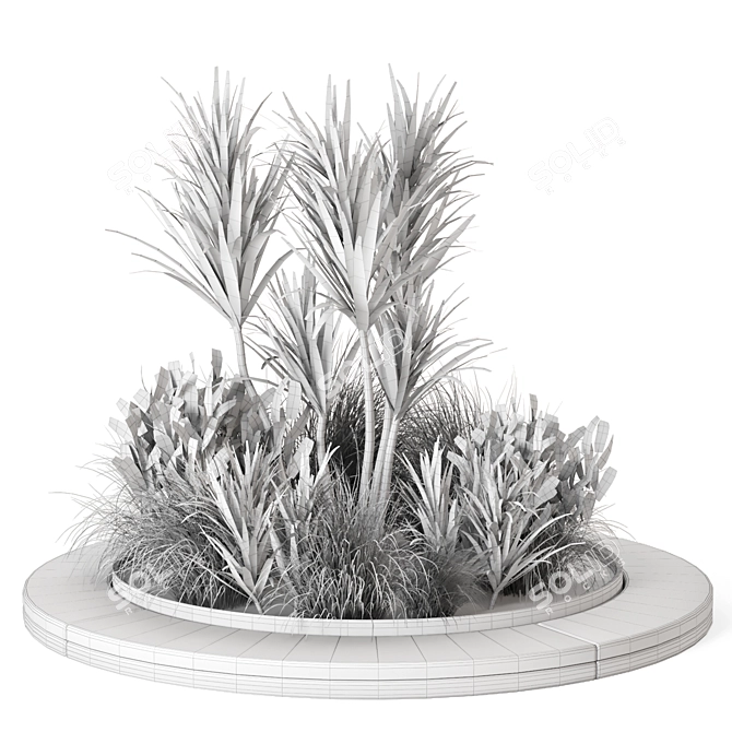 Outdoor Garden Set with Bush and Tree 3D model image 7