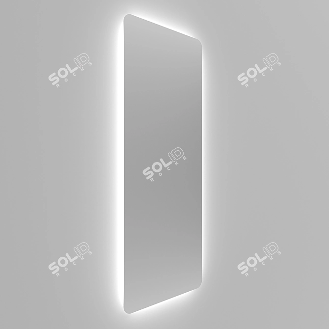 Sleek Illuminated Frameless Mirror 3D model image 2