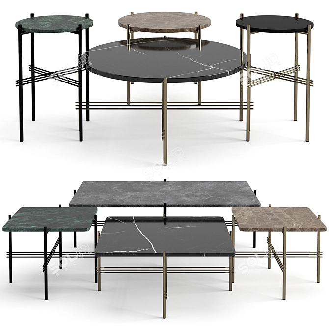 Gubi TS Coffee Tables: Elegant and Versatile Set 3D model image 7