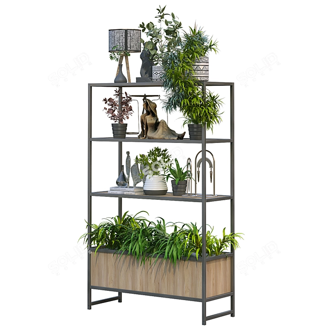 Modern Vertical Plant & Decor Set 3D model image 3