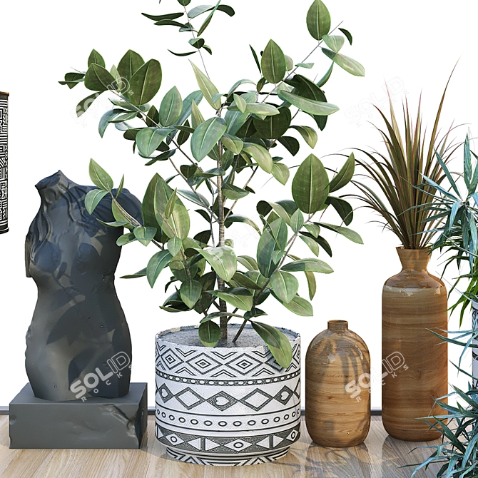 Modern Vertical Plant & Decor Set 3D model image 5