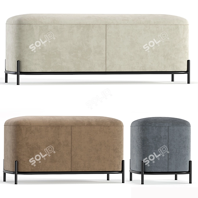 Modern Pawai Pouf Set 3D model image 1
