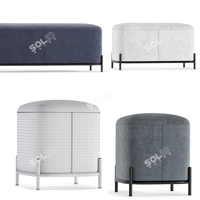 Modern Pawai Pouf Set 3D model image 6