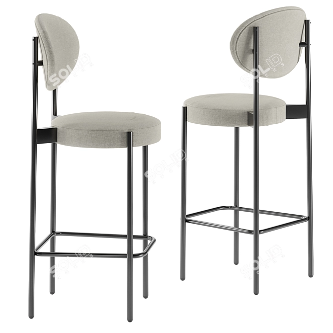 Beige Barstool by Verner Panton 3D model image 2