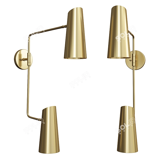 Brushed Brass Swing Arm Sconce 3D model image 1