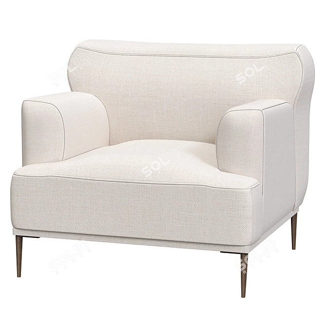 Quartz White Lounge Chair: Modern and Sleek 3D model image 1