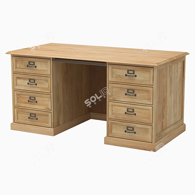 Elegant Mango Wood Writing Desk 3D model image 1