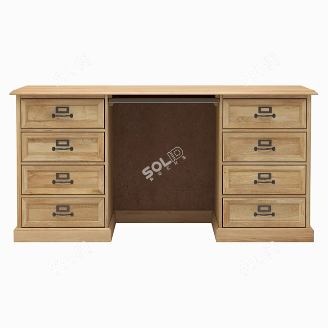 Elegant Mango Wood Writing Desk 3D model image 2