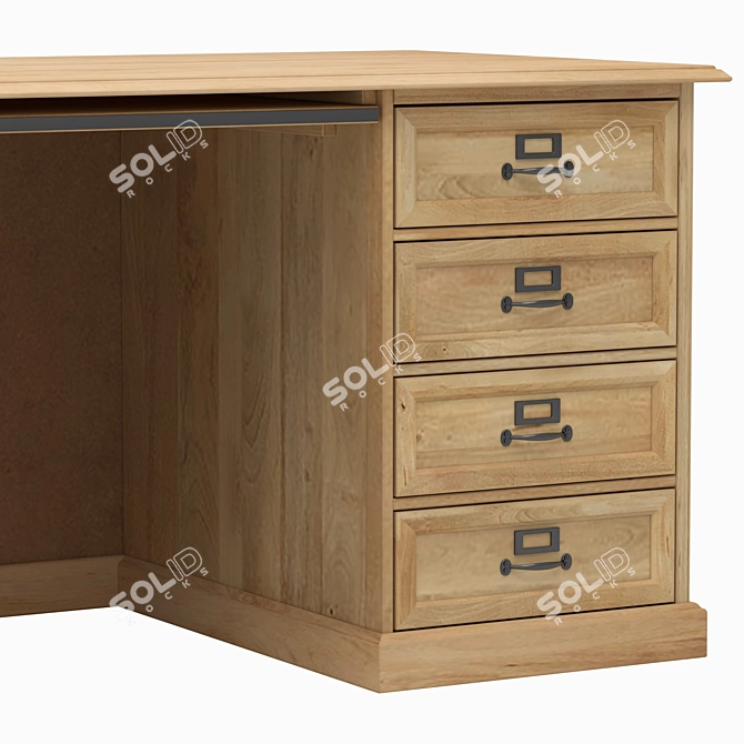 Elegant Mango Wood Writing Desk 3D model image 4