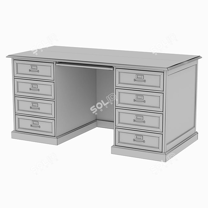 Elegant Mango Wood Writing Desk 3D model image 5