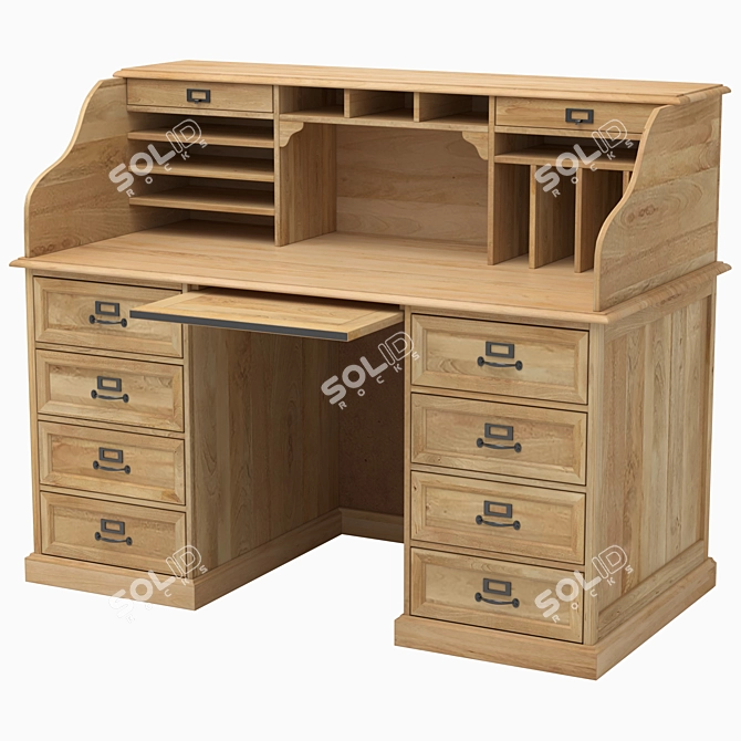 Elegant Mango Wood Desk 3D model image 1