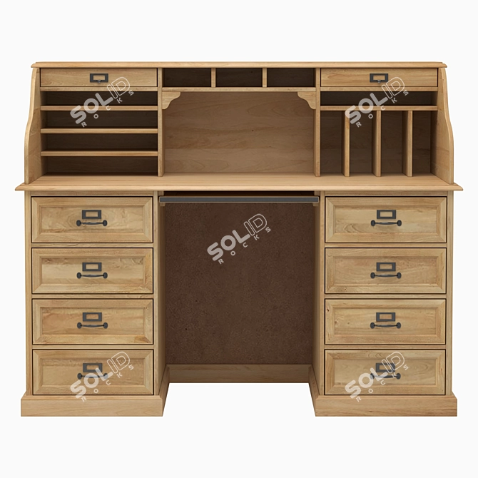 Elegant Mango Wood Desk 3D model image 2