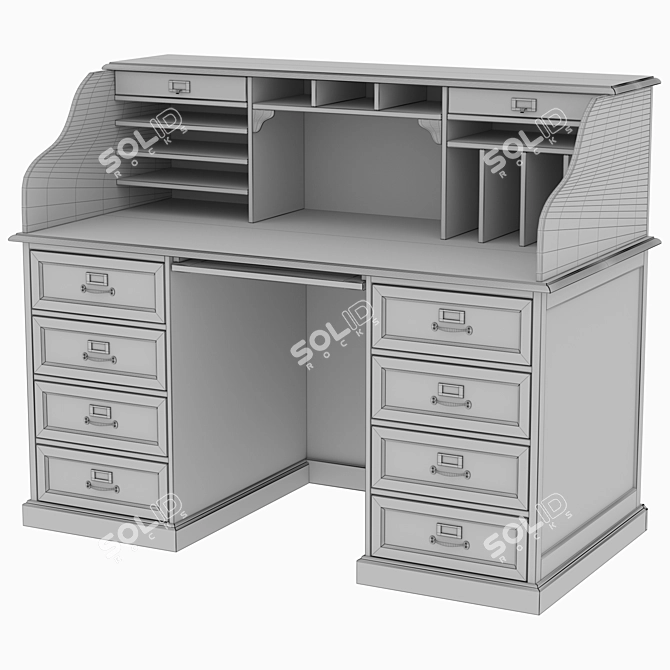 Elegant Mango Wood Desk 3D model image 6