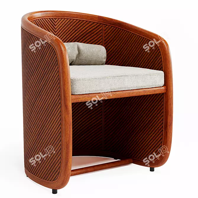 Beldock Designed Rattan Dining Chair 3D model image 1