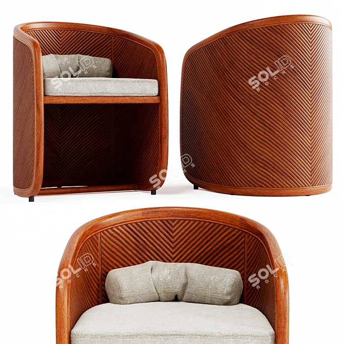 Beldock Designed Rattan Dining Chair 3D model image 2