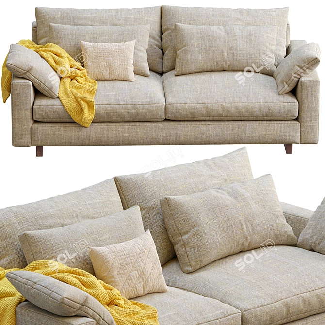 West Elm Harmony Sofa: Modern Style & Maximum Comfort 3D model image 4