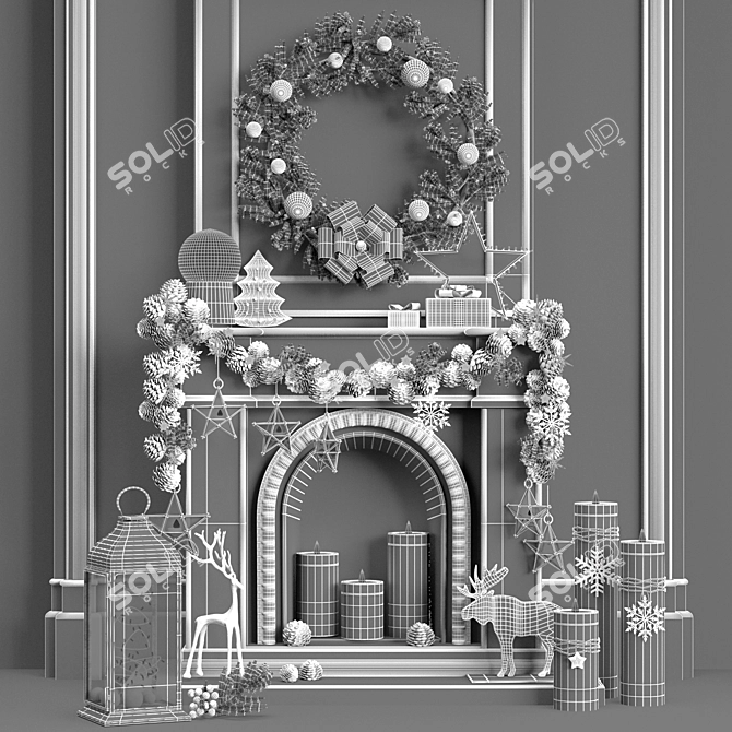 Festive New Year Decoration Set 3D model image 4