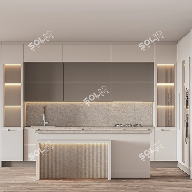 Sleek Kitchen001: Modern Design, Multiple Render Options 3D model image 1