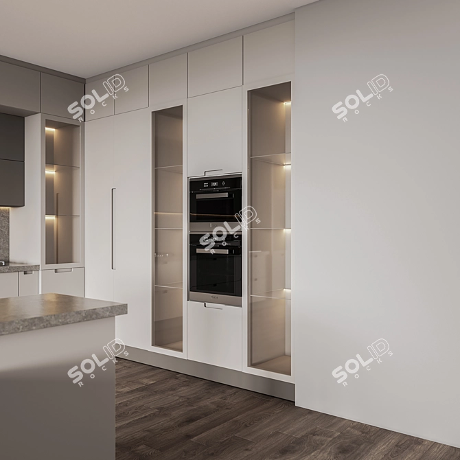 Sleek Kitchen001: Modern Design, Multiple Render Options 3D model image 3