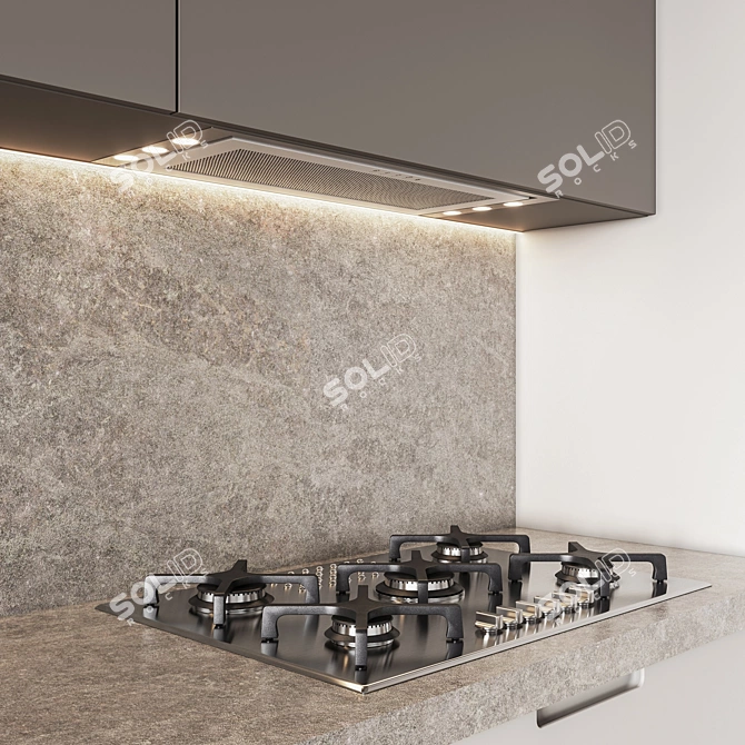 Sleek Kitchen001: Modern Design, Multiple Render Options 3D model image 6