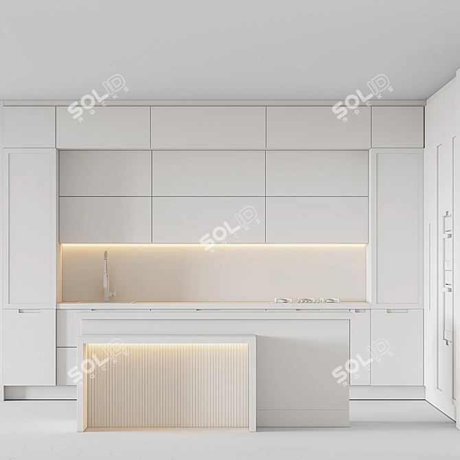 Sleek Kitchen001: Modern Design, Multiple Render Options 3D model image 7