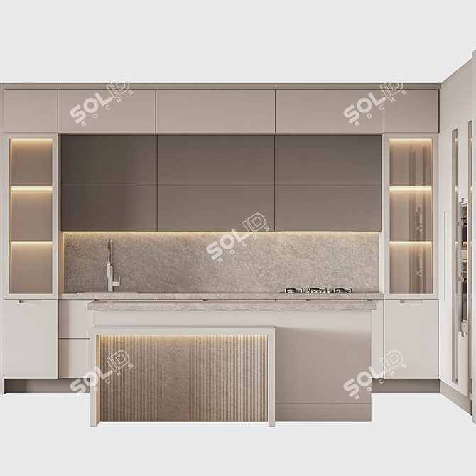 Sleek Kitchen001: Modern Design, Multiple Render Options 3D model image 8