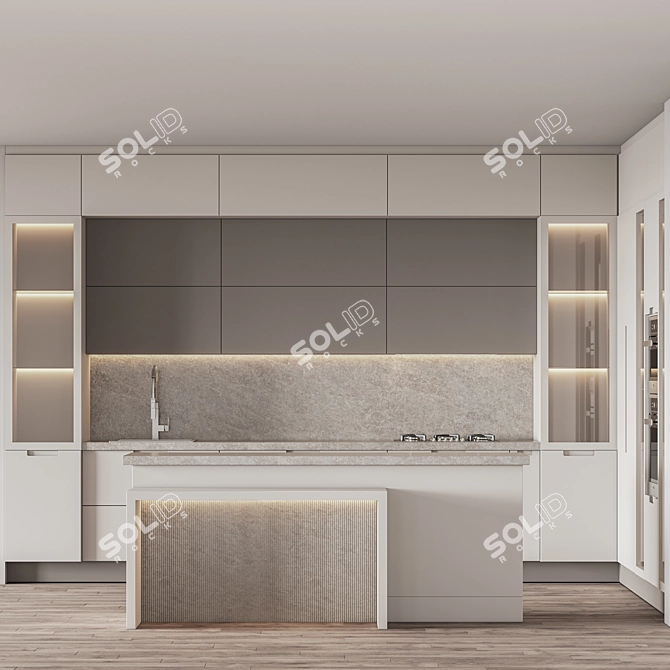 Sleek Kitchen001: Modern Design, Multiple Render Options 3D model image 9