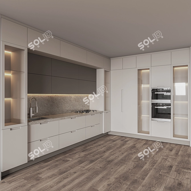 Sleek Kitchen001: Modern Design, Multiple Render Options 3D model image 11