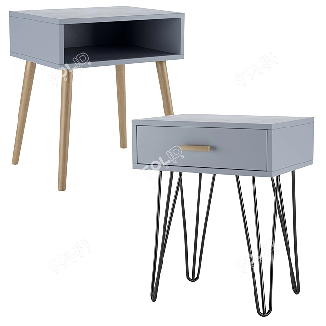 Iwain Bedside Table: Sleek and Functional 3D model image 1