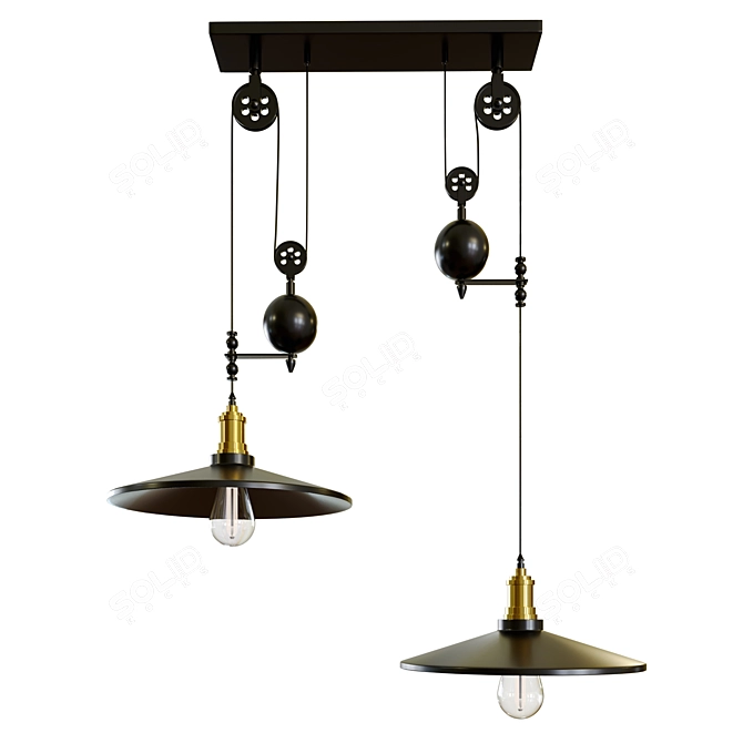 Modern Loft Pendant Light - Balance Line 3D model image 1