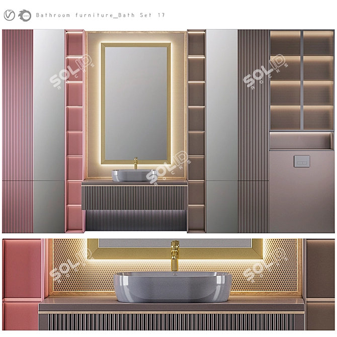 Modern Bathroom Furniture Set 3D model image 1