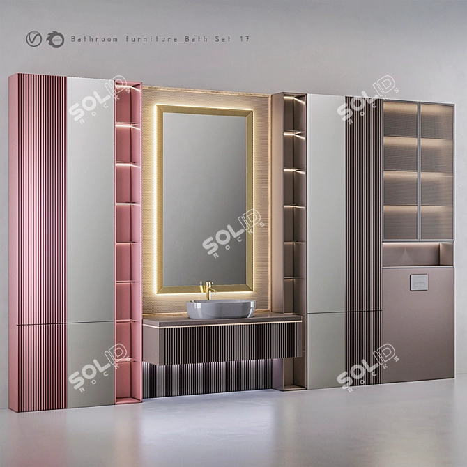 Modern Bathroom Furniture Set 3D model image 2