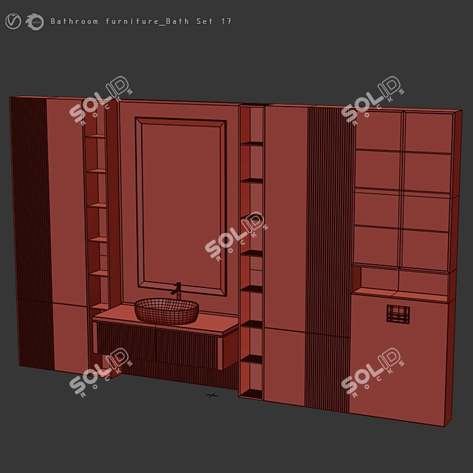 Modern Bathroom Furniture Set 3D model image 6