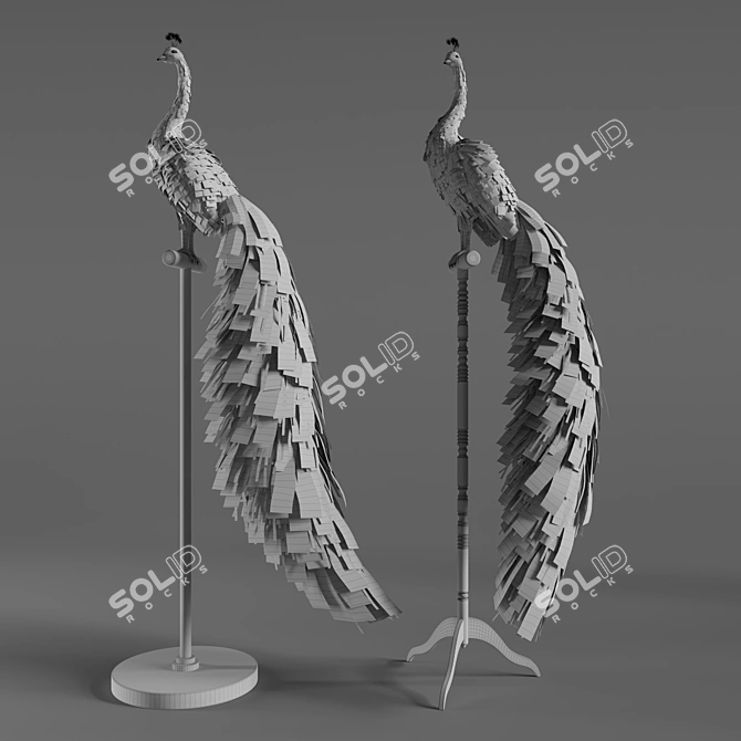 Elegant White Peacock Decoration 3D model image 4