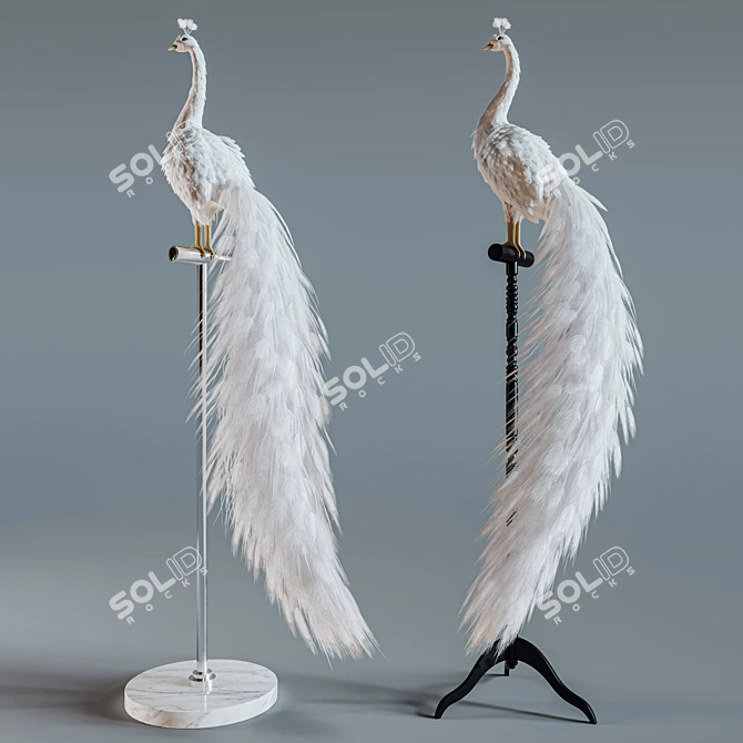 Elegant White Peacock Decoration 3D model image 14