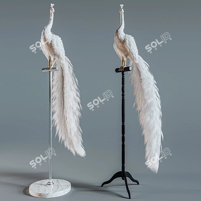 Elegant White Peacock Decoration 3D model image 15