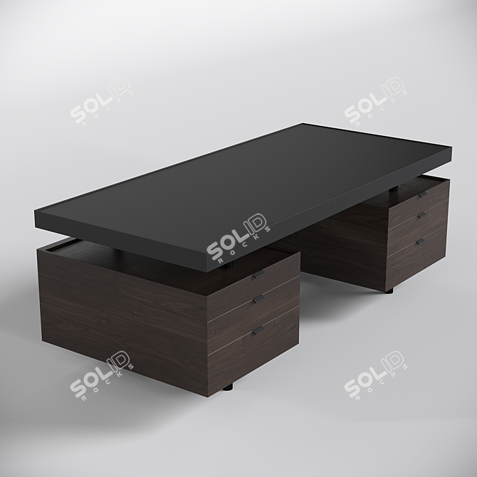 Bourgeois Executive Walnut Desk 3D model image 3