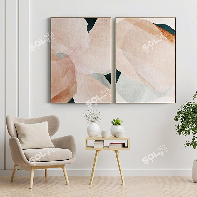 Elegant Frames Collection: Set of 2 Paintings | 5 Materials | 100x70cm 3D model image 2