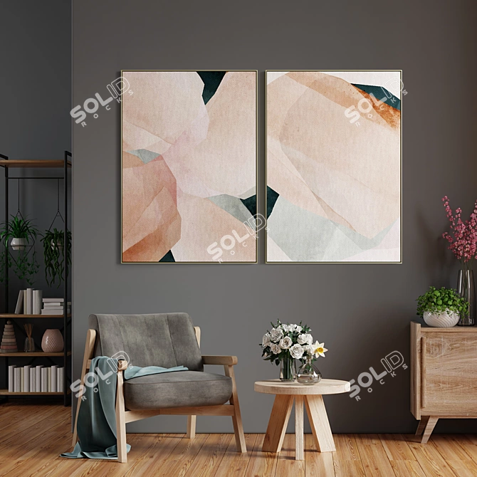 Elegant Frames Collection: Set of 2 Paintings | 5 Materials | 100x70cm 3D model image 4