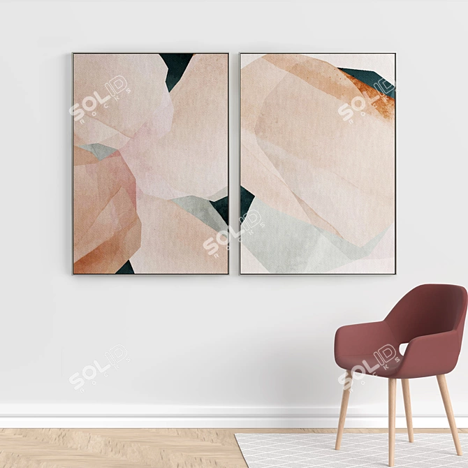 Elegant Frames Collection: Set of 2 Paintings | 5 Materials | 100x70cm 3D model image 5