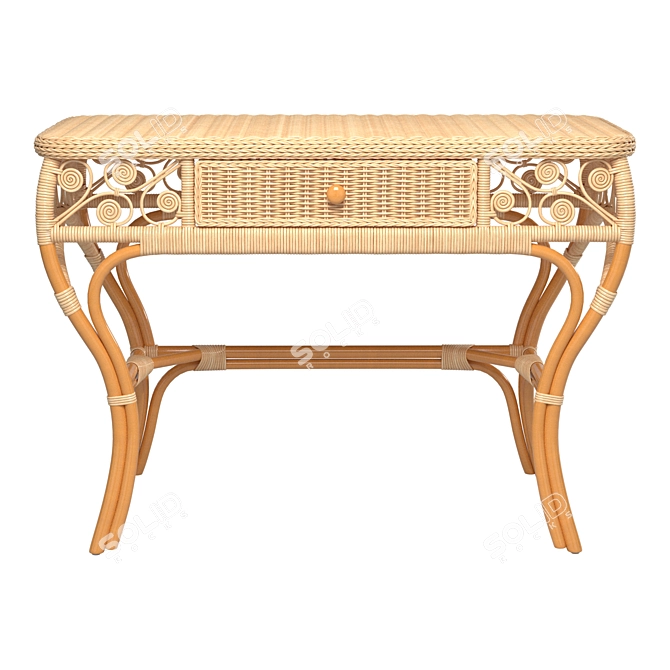 Elegant Rattan Console Table 3D model image 2