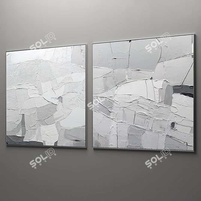 Abstract Plaster Square Photo Frames - Set of 2 3D model image 9