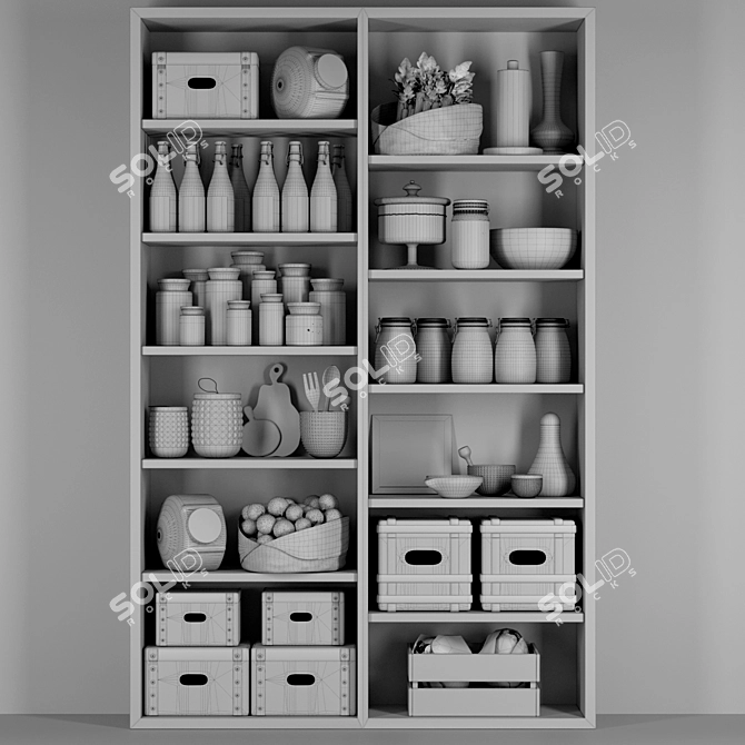 Essential Kitchen Supplies: Veggies, Spices, Groceries 3D model image 2