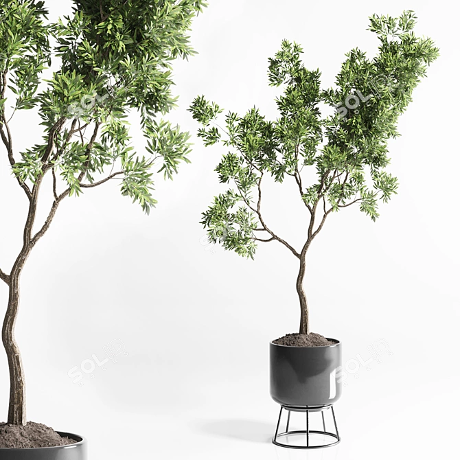 150 Plant Tree Metal Vase: Indoor Elegance 3D model image 1