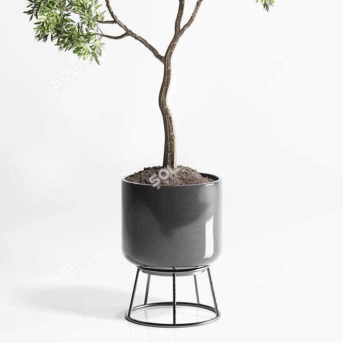 150 Plant Tree Metal Vase: Indoor Elegance 3D model image 3