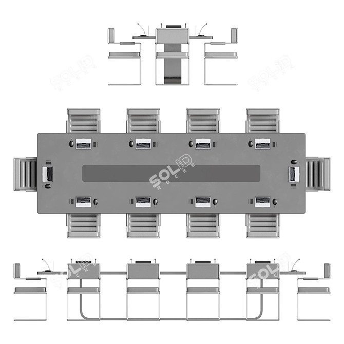 Sleek Modern Conference Table 3D model image 3